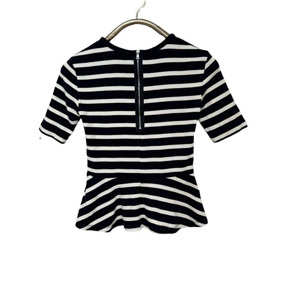 Gap Navy Blue x White Stripe Peplum Top Back Zip Nautical S - Picture 6 of 6